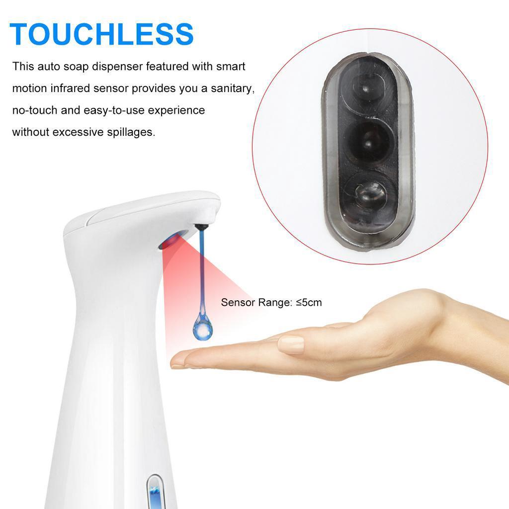 200ML Automatic Sensor Liquid Soap Dispensers Infrared Smart Sensor Touchless Sanitizer Dispenser for Kitchen Bathroom White White