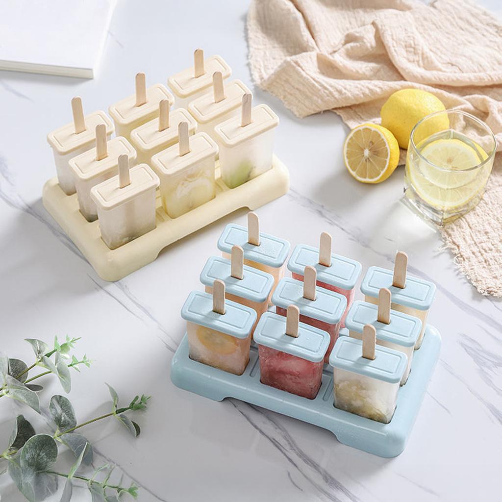 Ice Cream Molds Popsicle Maker 6 Cavity Silicone Ice Pop Freezer Tray with Lids and Sticks for Homemade Frozen Treats