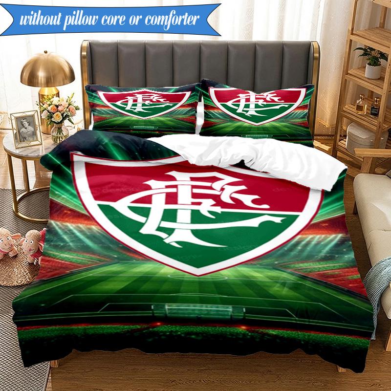 3PCS Flumi-nense Football Crest Printed Soft Bedding Set,Including 1pc Duvet Cover And 2pcs Pillowcases Perfect for Bedroom, Dormitory, Fan gift