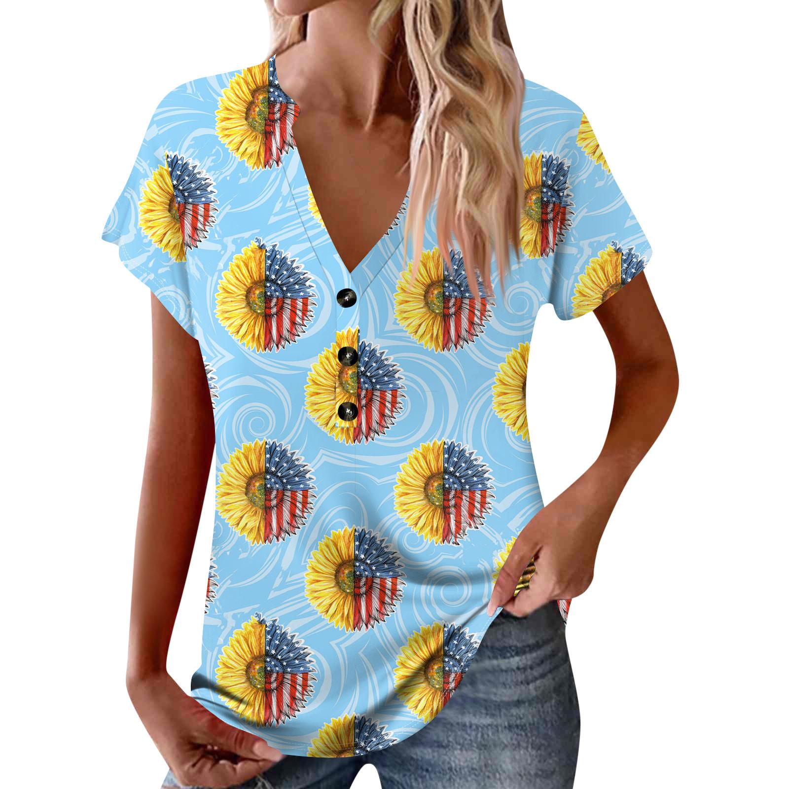 

Женские новые пуговицы с V-образным вырезом, модная футболка с коротким рукавом и винтажным принтом, топы, повседневные топы, свободная футболка, пуловер, повседневные свободные топы с принтом XL