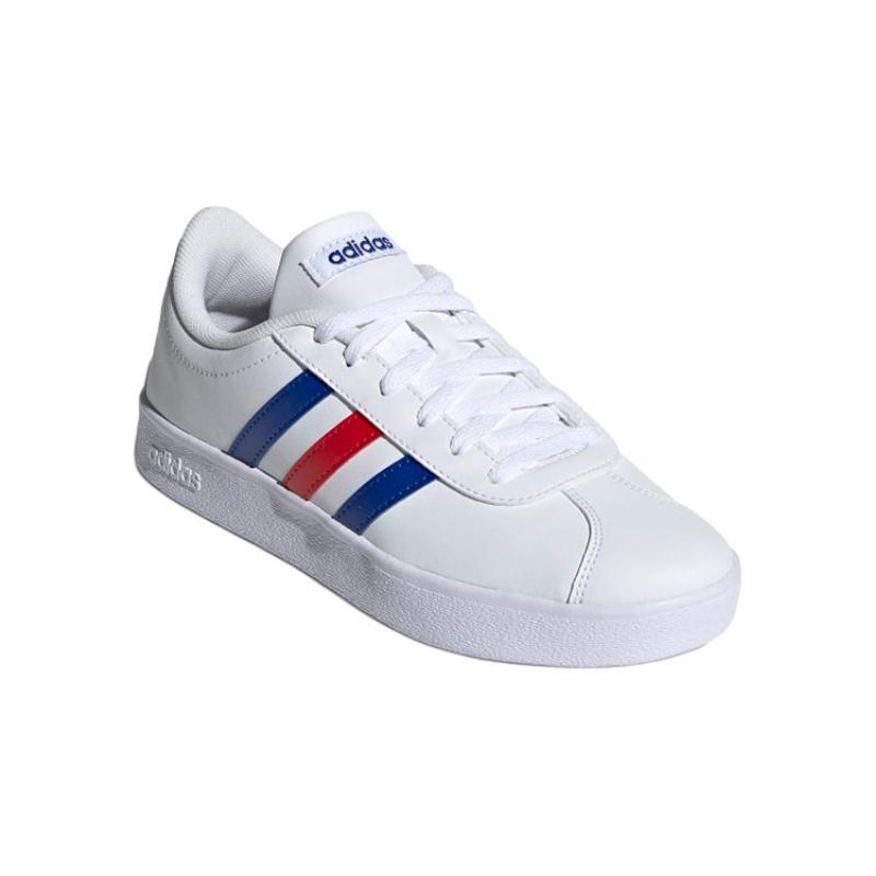 Adidas VL COURT 2.0 K Abrasion Resistant Low top Kids' Skateboarding Shoes White Blue Red Kids' Sneakers FY7170