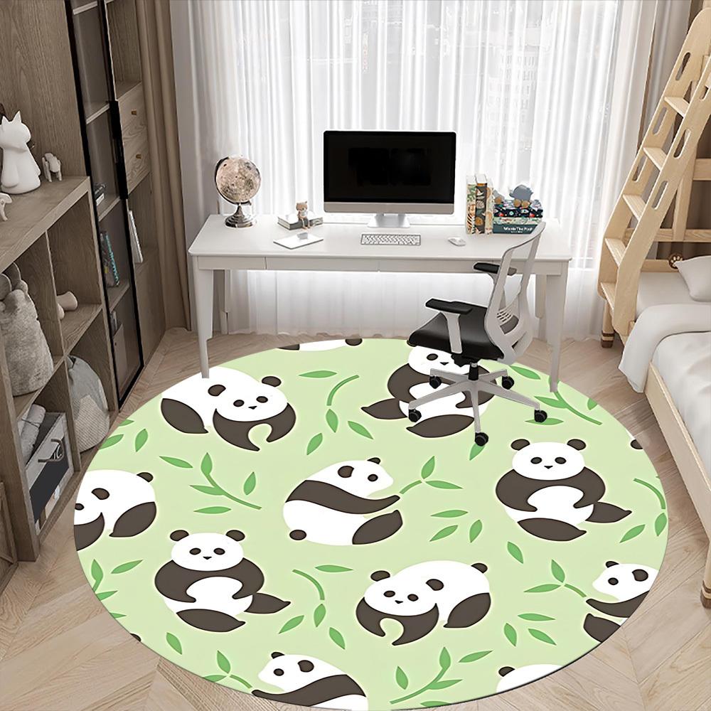 1pc Panda Bamboo Office Round Area Rug, Indoor Mat Suitable For Office, Under Office Chairs Bedroom Living Room Home Decor, Room Deco
