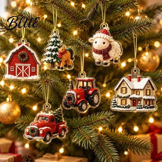 Kids Holiday Activity Ornament Set Calendar 24Pcs Christmas Advent Sets Farm Acrylic 2D with Rustic