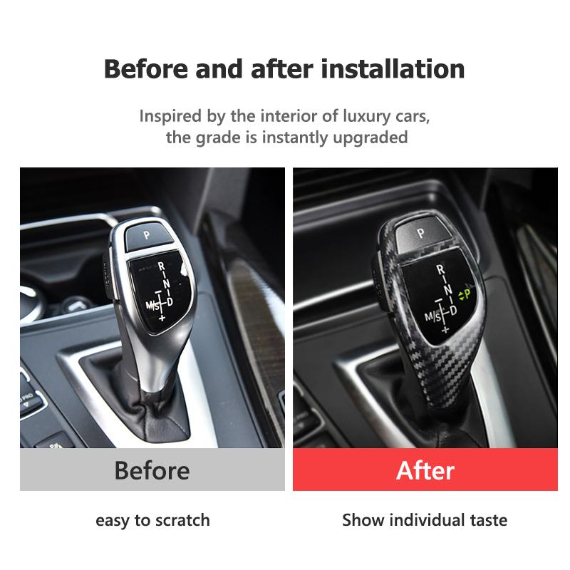Carbon Fiber Gear Shift Knob Cover Cap For BMW 1 2 3 4 5 6 Series X3 X4 X5 X6 F20 F22 F30 F34 F36 F10 F11 F06 F25 F26 F15 F16