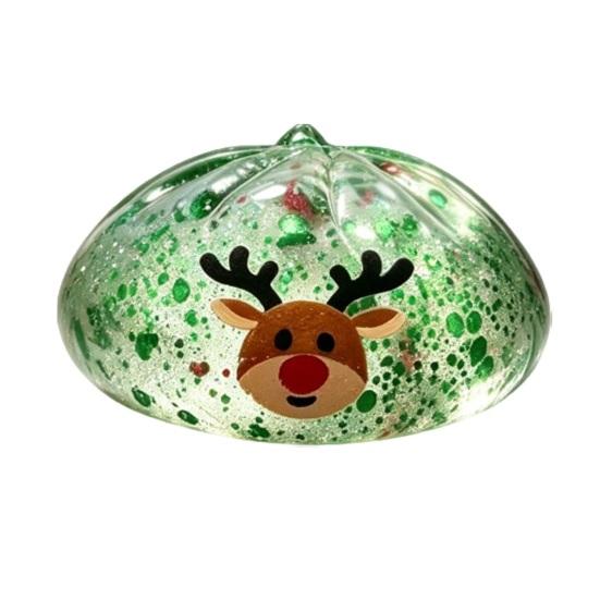 Sensorische Stressbälle Weihnachten Brötchen Quetschspielzeug Set zur Linderung, Weiche TPR Fidget Mini-Figuren mit bunten Pailletten Nikolaus Rentier Design, Dekompression