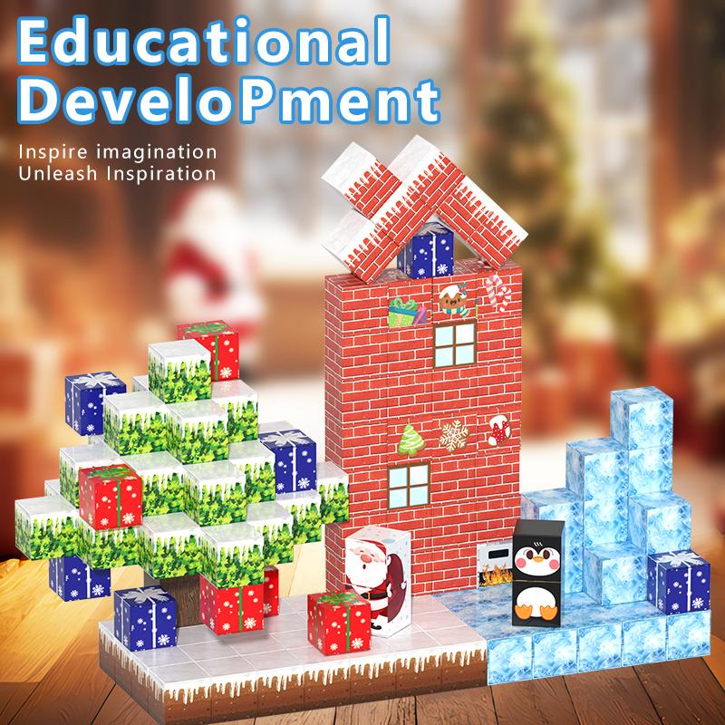 98/155 Stück magnetische Bausteine Kinderspielzeug, Weihnachts-Geburtstags-Geschenksets, DIY pädagogisches Bauspielzeug, kreative Spiele