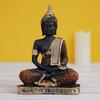 Golden, Orange, and Black Resin Meditating Lord Buddha Statue - Serene Home Decor Accent - Perfect for Meditation Rooms