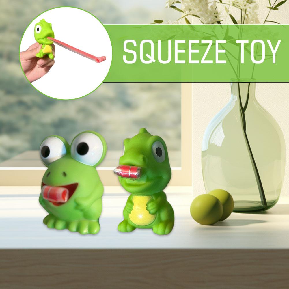 Pinch Frog Dinosaur Sticking Tongue Out Relieve Stress Creative Children Christmas For Kids Gif X8B2