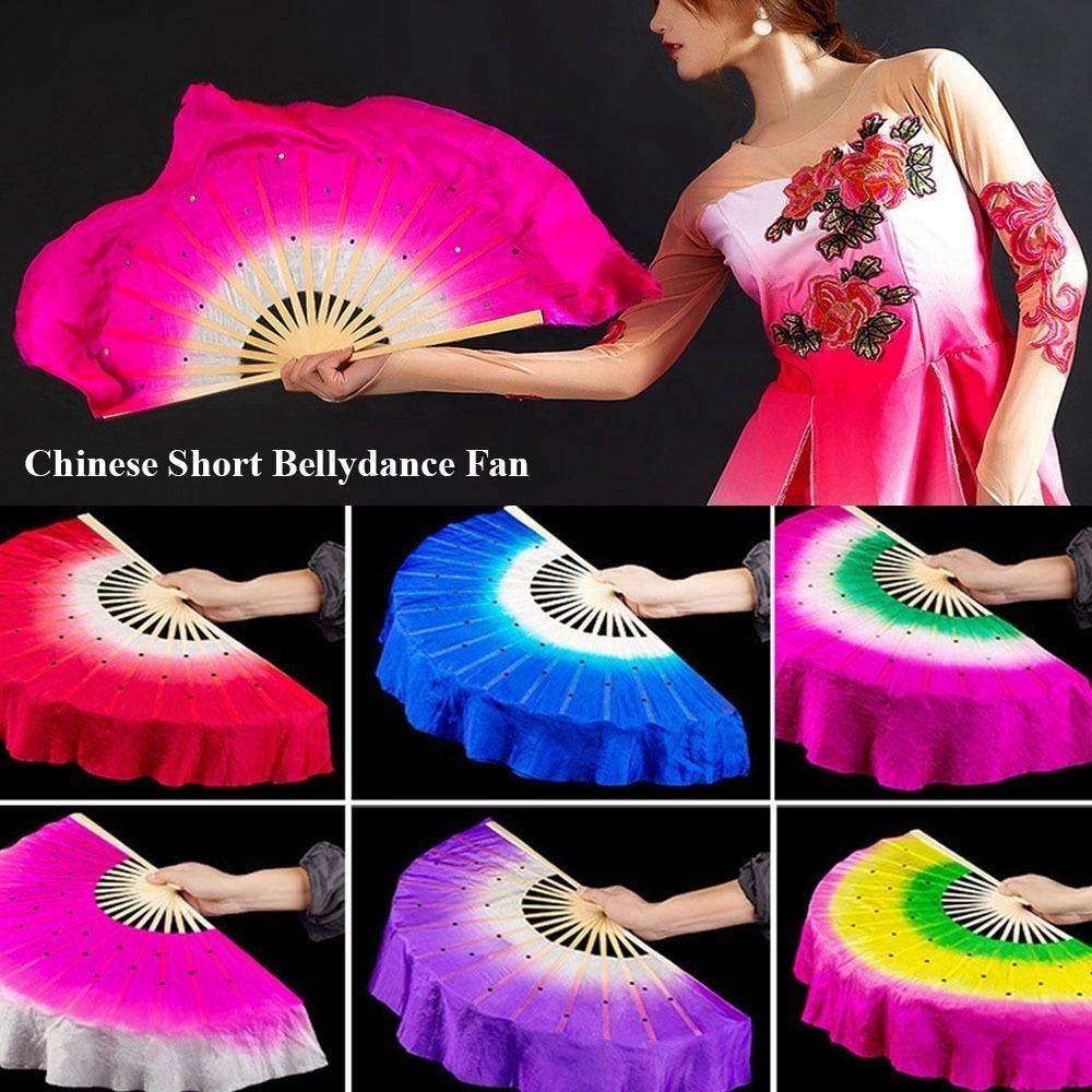 Multicolors Chinese Short Bellydance Fan 31cm Bamboo Hand Dye Adults Fan Hot Sell Bamboo Fans