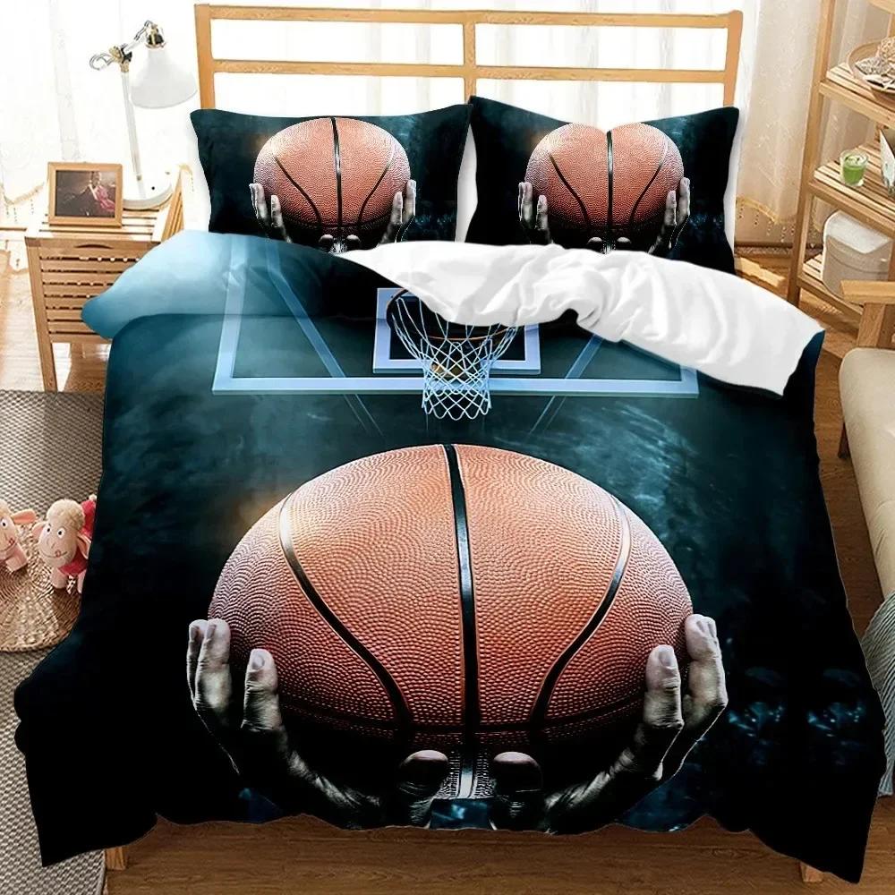 Basketball Duvet Cover Set King Queen Ball Sport Theme Bedding Set Boys Teens Basketball Fan Room Polyester Quilt Cover