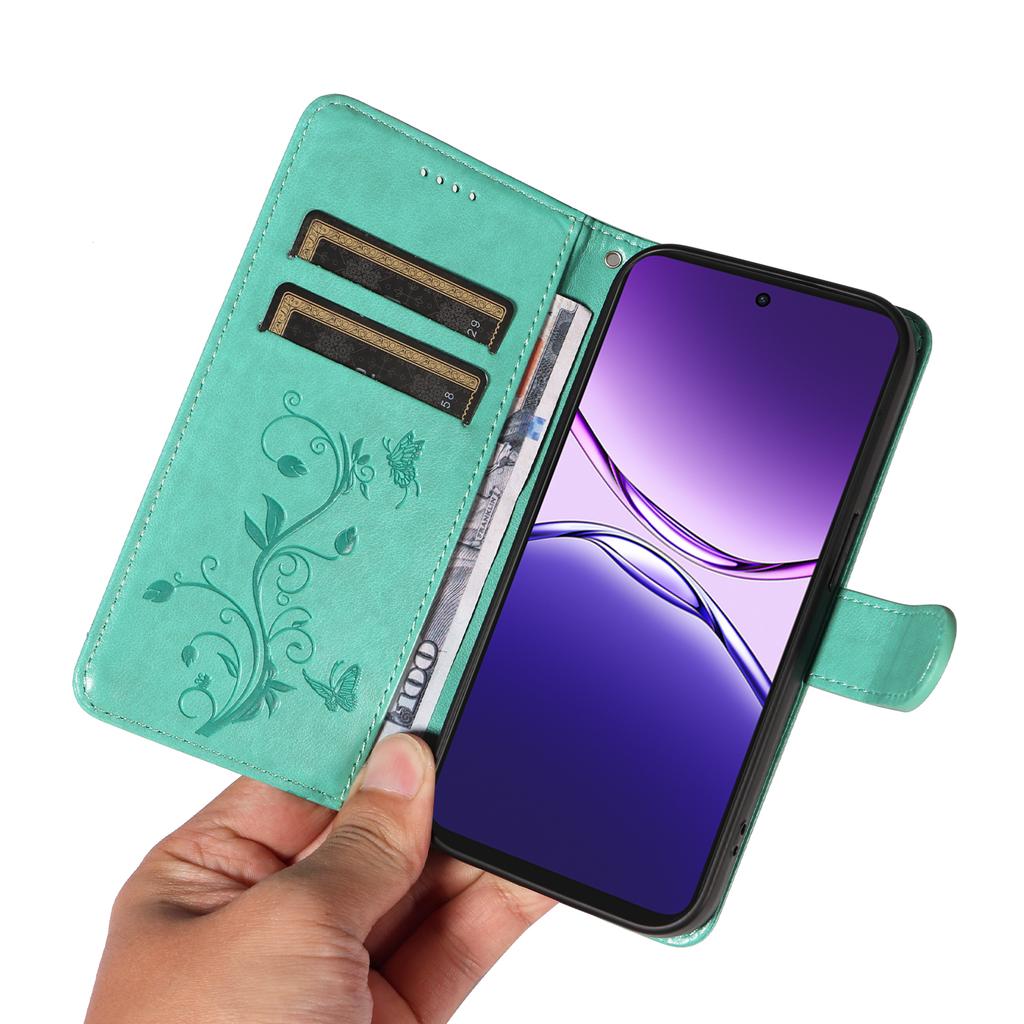 For Oppo A5 Energy 5G (China)/Oppo A5 Pro 4G (Global) PU Leather Cases Flower Pattern Wallet Stand Phone Cover with Strap