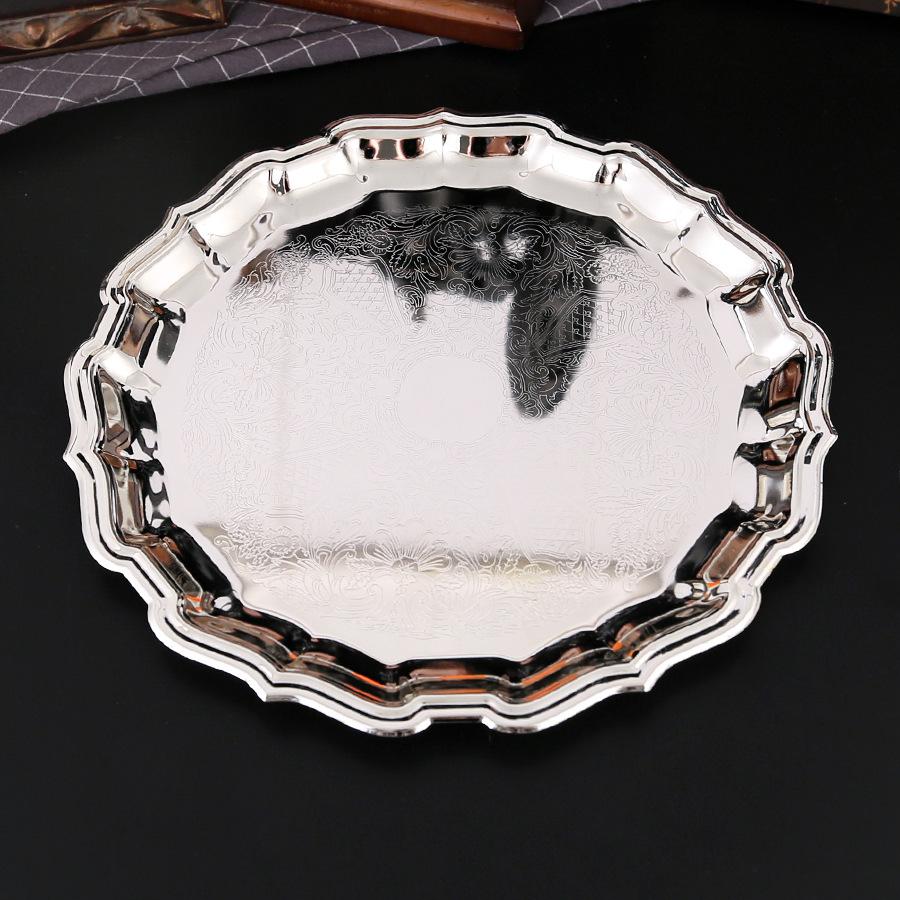Vintage round Metal Cake Plate European Style Dessert Serving Tray for Afternoon Tea Wedding Banquet Home Decor