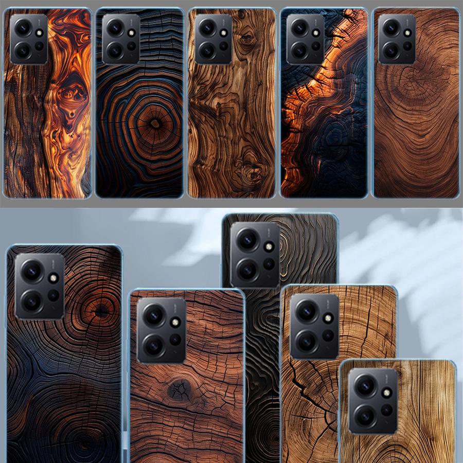 Wood Textures Phone Case For Redmi Note 14 15 Pro 5G 13 12 Pro Plus 11 11T 11E 11S 10 Pro 10S 9 9S Cover Cell Clear TPU Capa Com