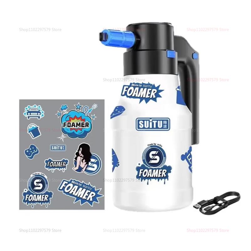 1.5L Electric Snow Foam Car Wash Sprayer USB Rechargeable Water Bottle for Car Window Cleaning Outdoor Vehicle Washing Equipment