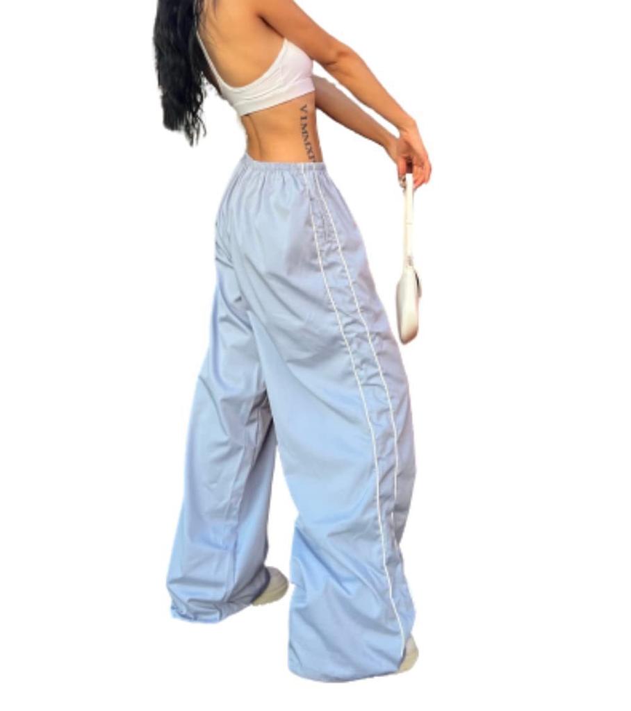 Streetwear Casual Pants With Elastic Waist For Women 2025 Summer Loose Fit Cotton Blend