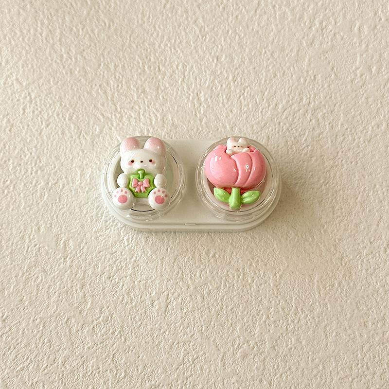 1pc Mini Contact Lens Case for Eyes Travel Kit Holder Cartoon Cute Cosmetic Contact Lenses Case Box Container Travel Accessaries