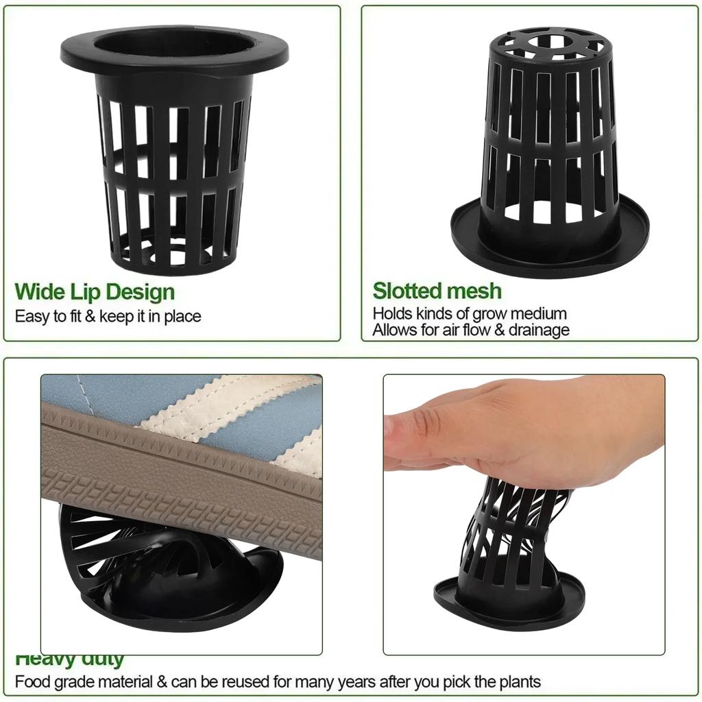25-100x Hydroponic Pot Net Cups Garden Soilless Cultivation Slotted Mesh Net Cup Plastic Plant Rooter Grown Baskets Nursery Pots