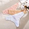 3Pcs/Set Women Sexy Lace Panties Lingerie Floral Sexy Low Waist Deep Color Thongs Ladies Underwear Fashion Soft Underpants S-XL