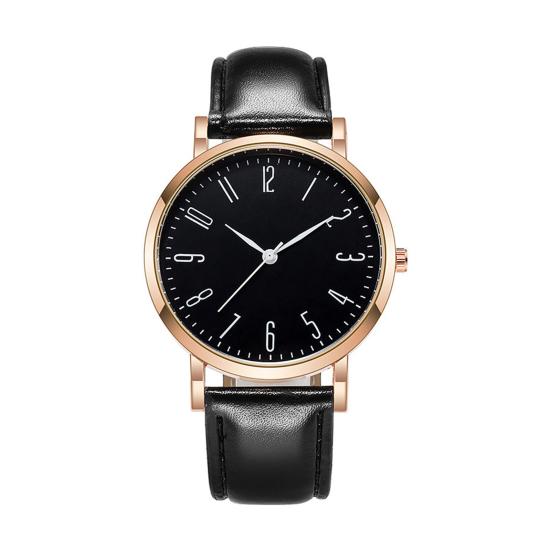 Men's Analog Quartz Watches Minimalist Three-Hand Watch Classic Adjustable Leather Strap Watch for Fathers Husbands Gifts for Office Party Dating