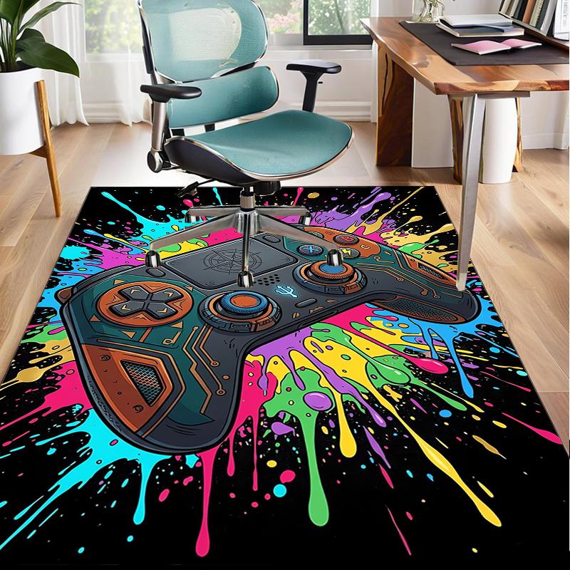 Neon Gaming Controller Office Rug Chair Mat, Game Carpet, Suitable for Front Door, Bedroom, Living Room, Desk, Holiday Gift