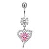 Surgical Steel Belly Button Ring 1Pcs Sparkling Cubic Zirconia Lovely Dangle for Women Girls Birthday Gift Body Piercing Jewelry