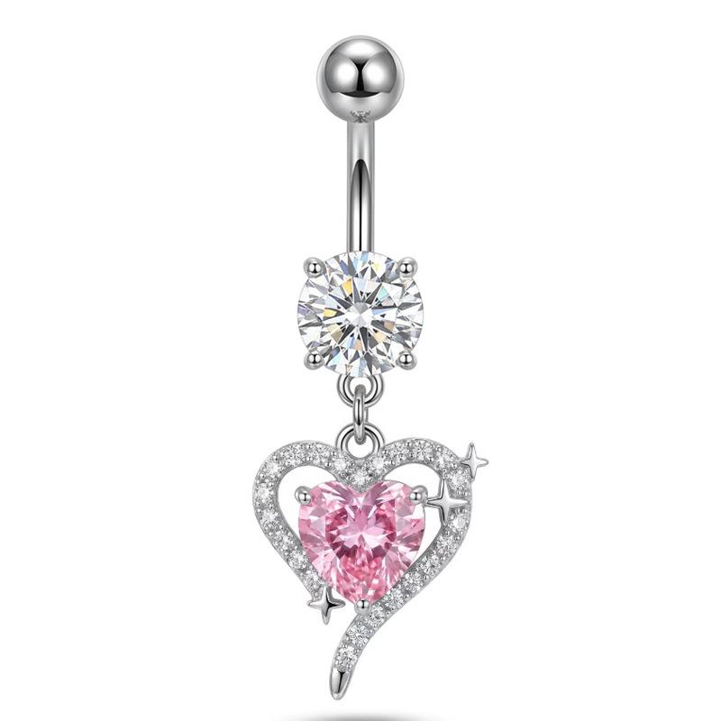 Surgical Steel Belly Button Ring 1Pcs Sparkling Cubic Zirconia Lovely Dangle for Women Girls Birthday Gift Body Piercing Jewelry