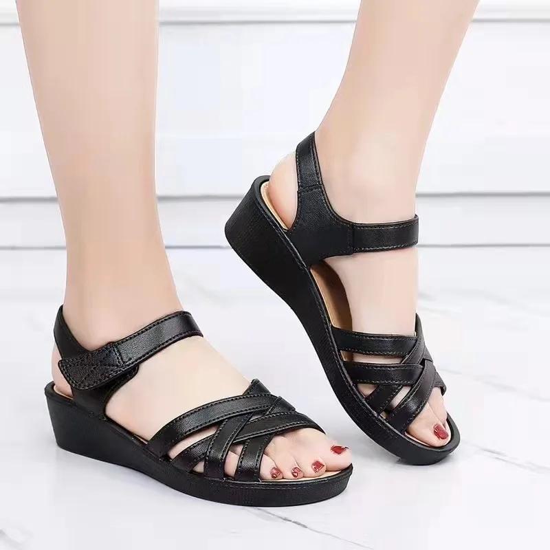 Summer Shoes for Women Fashion Wedges Casaul PVC Soft Sandals 36-40 Platform Shoes Open Toe Round Head Non-slip Sandals