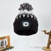 Outdoor ear protectors, wool caps, warm tide lights, anti-piling winter hats, men's and women's black knitted hats, night running