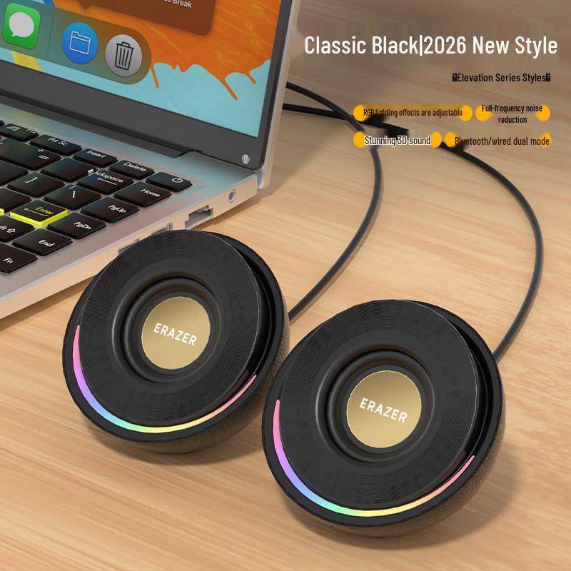Langjing X2 USB Wired RGB Mini Desktop Speaker with Subwoofer