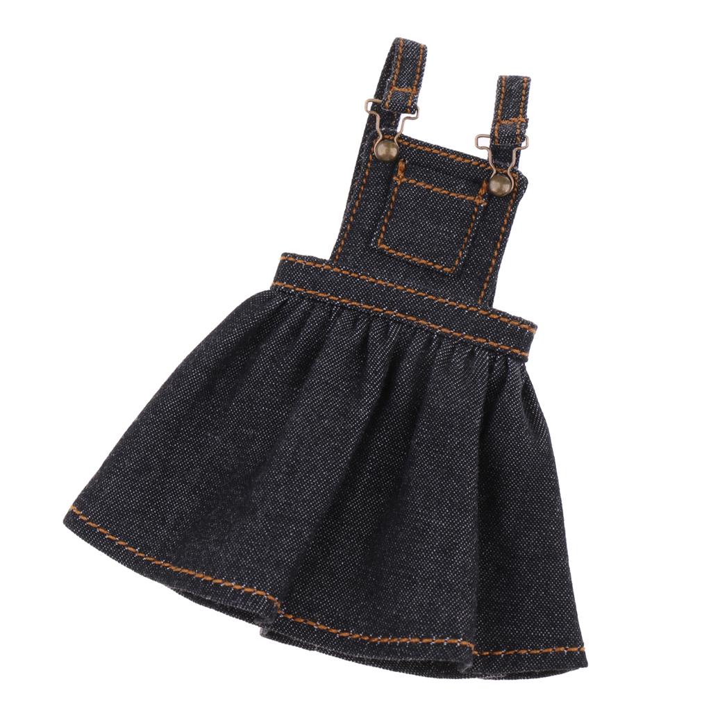 Handmade Casual Outfits Suspender Dress Plaid Skirt For 12inch Blythe Dolls