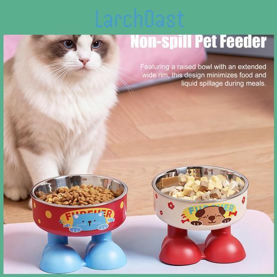 Pet Steel Bowl Elevated Stainless Raised Dog Bowl Reduces Discomfort Cute Cat Bowl With Stable Nonslip Base For Food Water