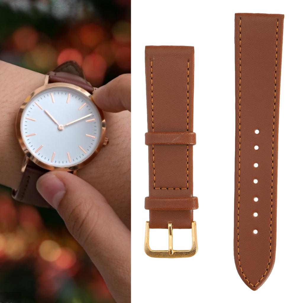 Unisex universalpinnespenne klokkebånd PU lær erstatningsklokkereim tilbehør Brun20mm /