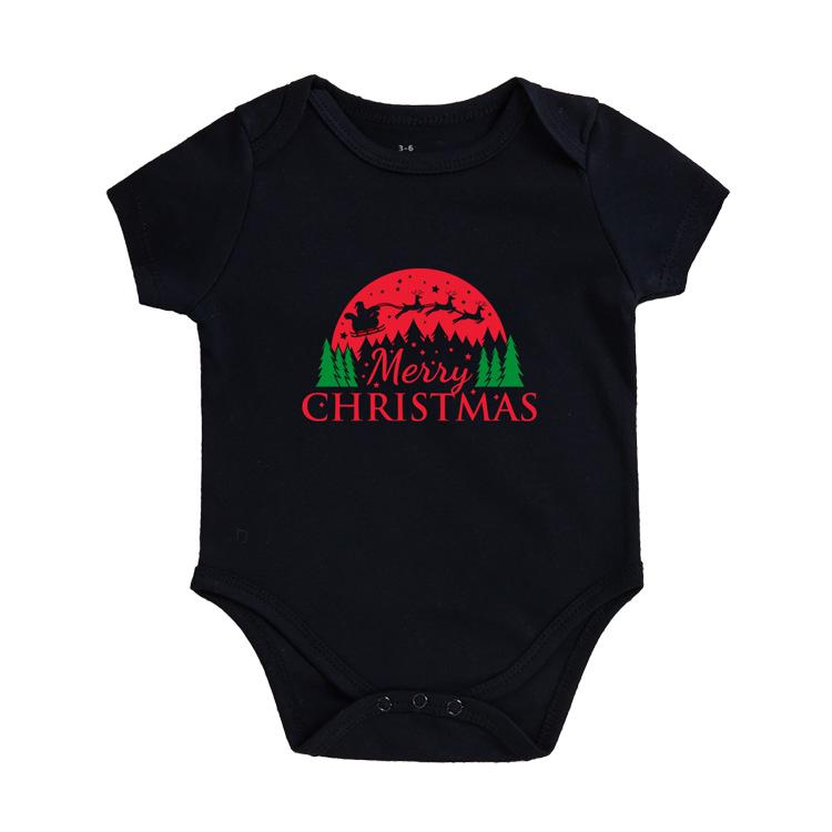 Four Seasons Baby Bodysuit: Newborn Triangle Romper with Christmas Print, Short Sleeve Onesie for Comfortable Outings