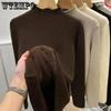 Plush Thicken Knitwear Women's Half High Neck Sweater Slim Top Warm Base Shirt Commuting Simple Casual Autumn Winter Pull Jumper