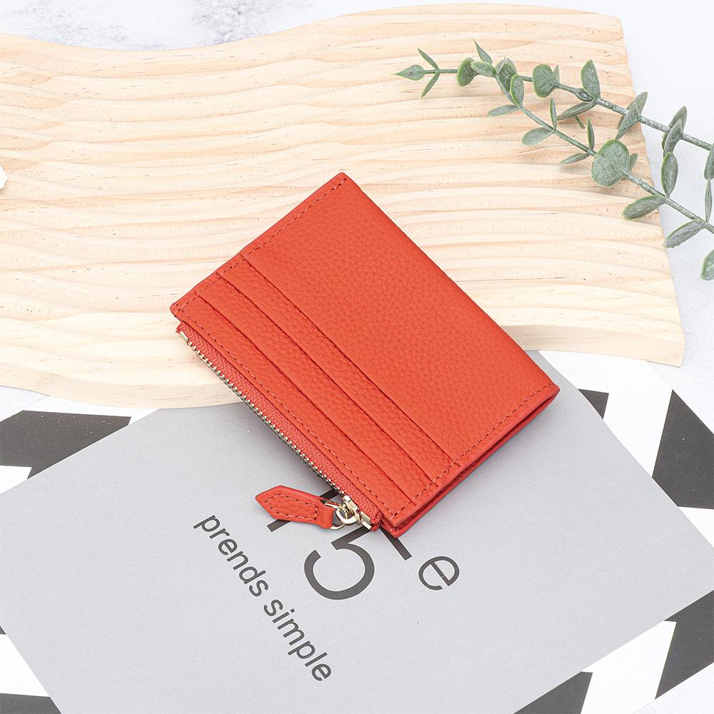 

Luxury Design Zipper Card Wallet Genuine Leather Coin Purse For Woman Fashion Portable Mini Card Holder Gift