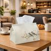 1pc Vintage Botanical Wildlife Tissue Box | Durable, Sparrow Blossom Branch Suitable for Living Room Accent, Bedroom Decor, Encouragement Gifts, Workp