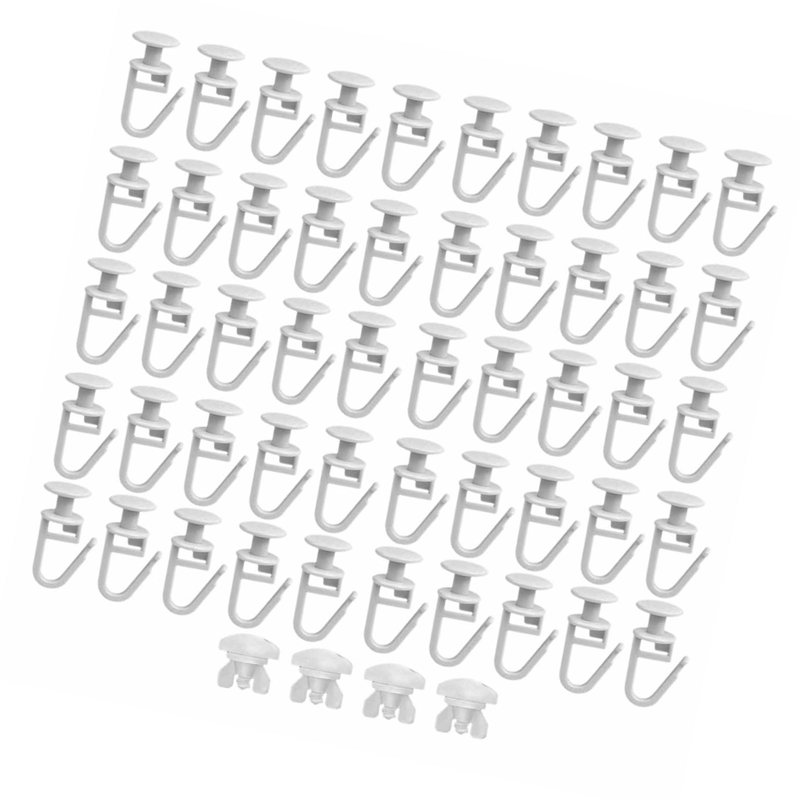 

Curtain Hanging Set 50Pcs Plastic Slides Gliders with Opening Hook and 4Pcs Rails Stoppers for Window Shower Drapery