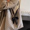 Bow bag women's 2025 new autumn and winter casual shoulder bag large capacity tote bag polka dot commuter bag
