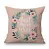 Flower Wreath Floral Letter Art Mother Day Gift For Mama Gratitution Decorative Sofa Throw Pillow Case Linen Cushion Cover