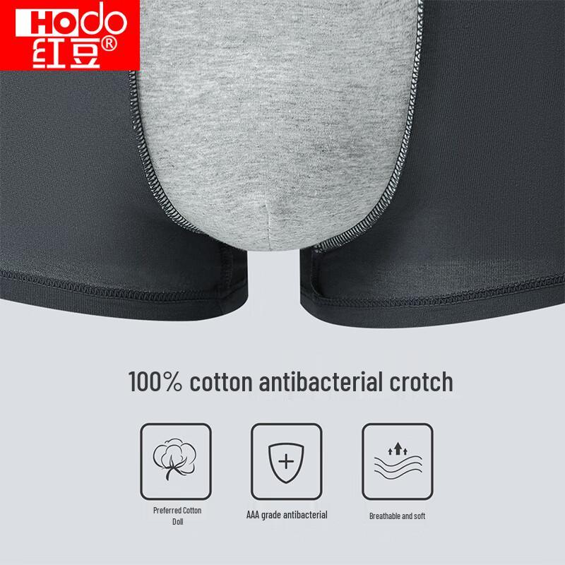 Hongdou Men's Antibacterial Cotton Blend Boxer Briefs (4-Pack)