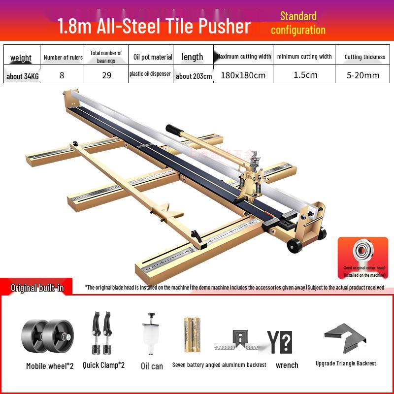 Manual Push Tile Cutter with Laser Precision for Ceramic and Floor Tiles