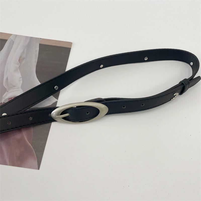 Simple Moon-Shaped Rivet Decorative Wide Belt Casual Versatile Belt Schoolgirl Pin Buckle Jeans Belt