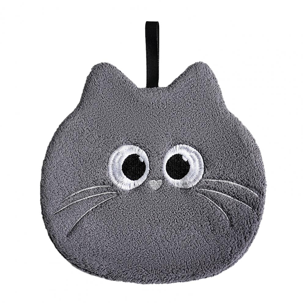 

Coral Fleece Hand Towel Quick Drying Hand Towel Cartoon Hand Towel with Embroidered Eyes Soft Absorbent Kids Cute Hanging Loop сірий