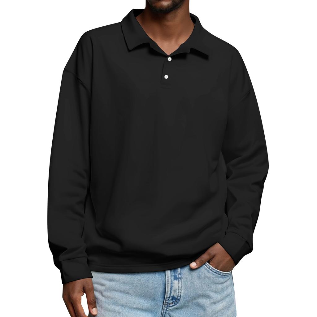 Men's Casual Solid Color Button Long Sleeve Top