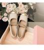 Gold Square Toe Mary Janes - Sheepskin, Hidden 6cm Heel, Size 32, Color Block, Soft Sole
