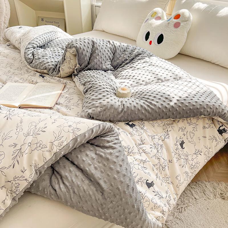 Soy Fiber Winter Quilt with Cat Pattern