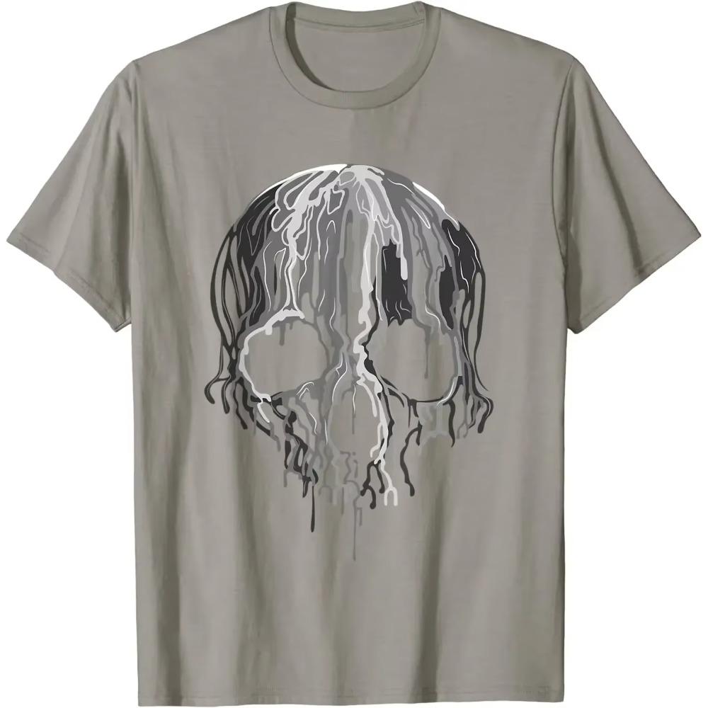 Tající Lebka Černobílé Umění Grafika Gotické Pánské Tričko Pánské Tričko Pánské Oblečení Grafická Trička Bavlna Denní Trička