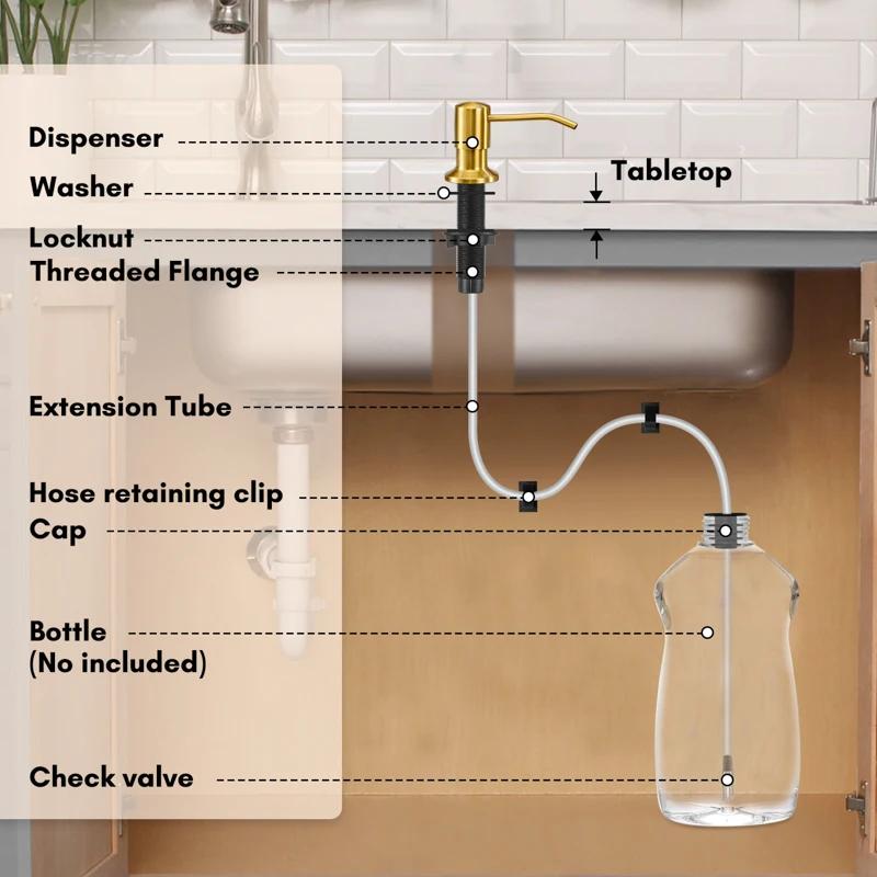 Soap Dispenser Extension Tube Kit For Kitchen Accessories Bathroom Stainless Steel Built In Liquid Soap Detergent Dispensers