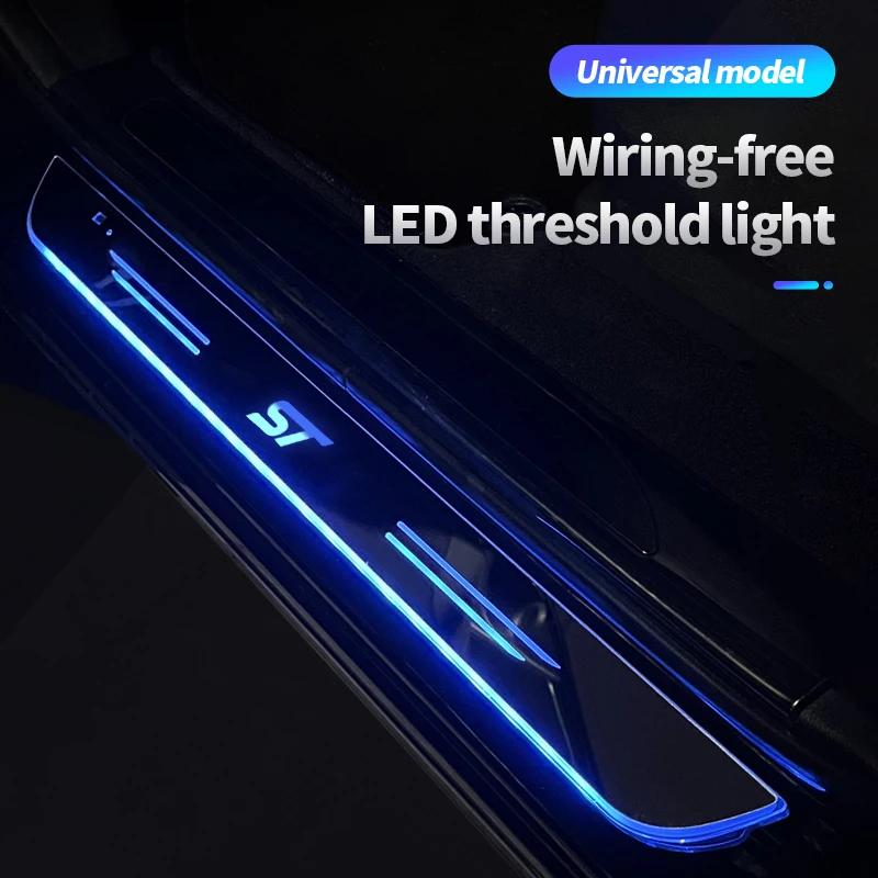 AAANR1 Acrylic USB Power Moving LED Welcome Pedal Car Scuff Plate Pedal Door Sill Pathway Light For Ford Focus ST Line Auto Accessories