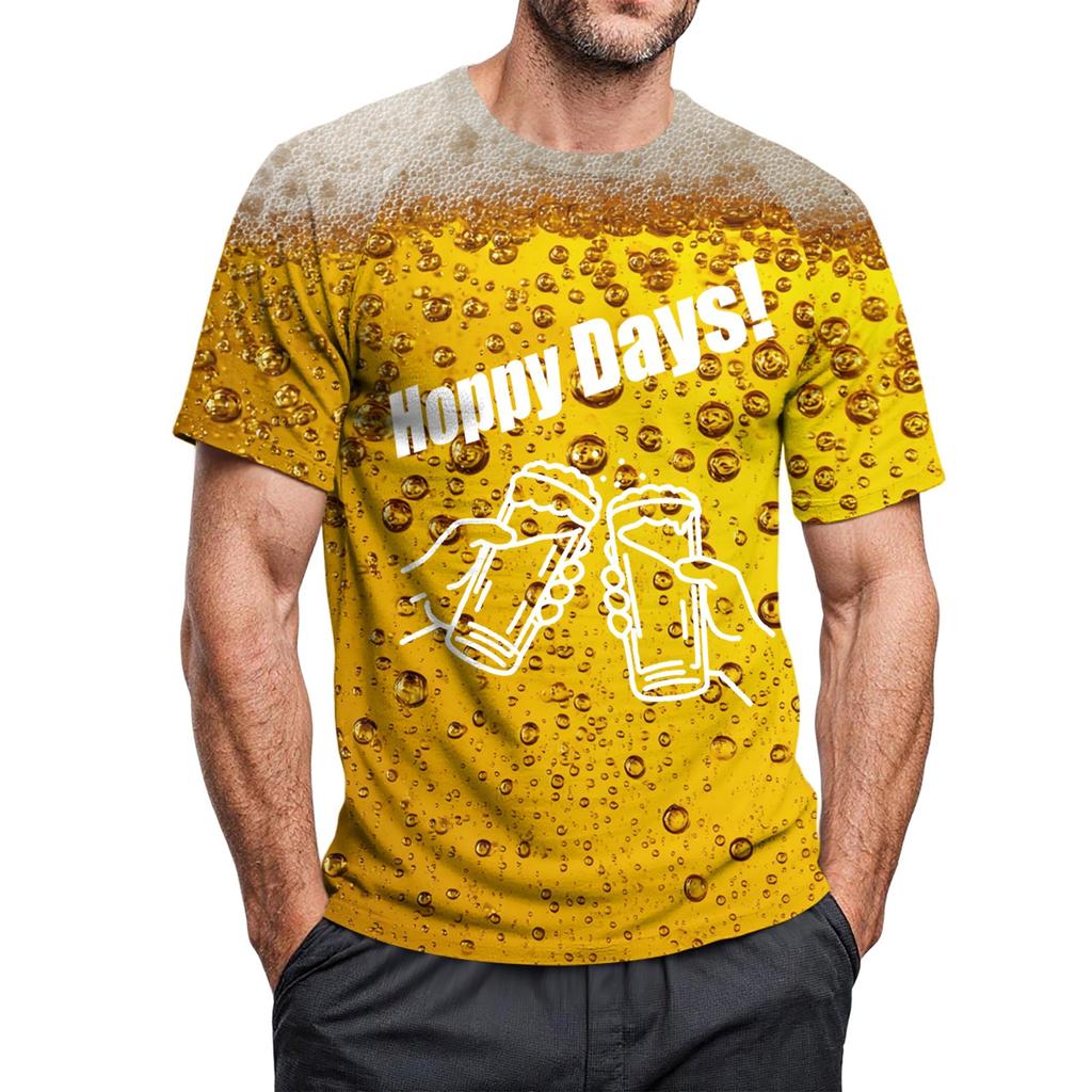 Pánské ležérní tričko s krátkým rukávem a potiskem s kulatým výstřihem